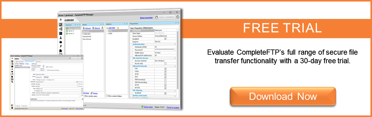 Test CompleteFTP Enterprise MFT with a 30-day free trial