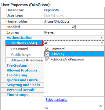User - Authentication Methods