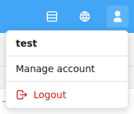 The account menu showing Manage account and Logout