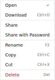 A right-click menu shown for a file
