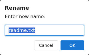Editing the name of a selected file