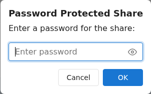 Entering a password for a share